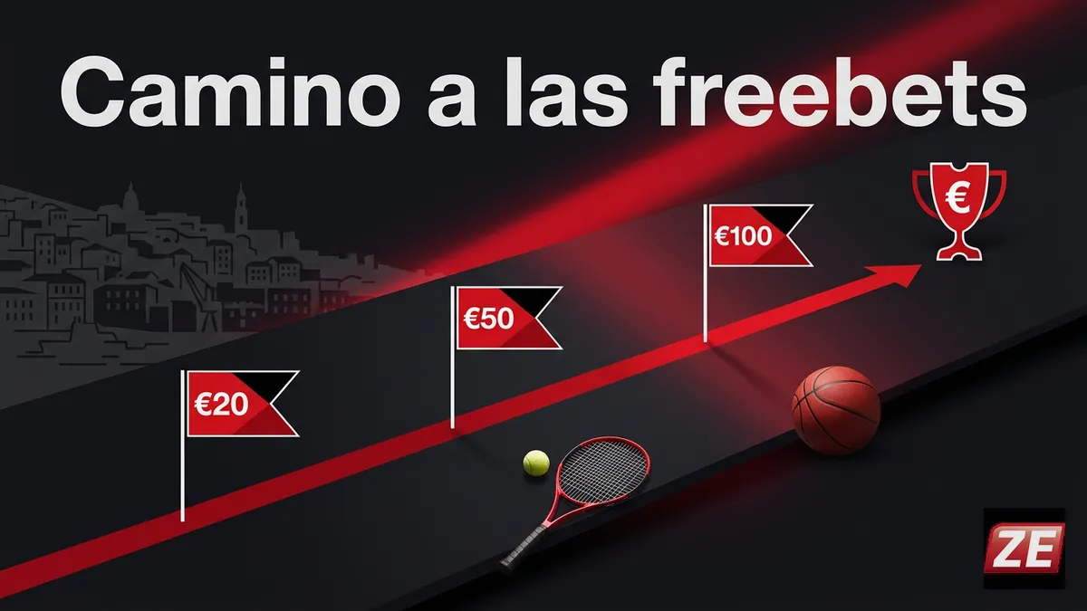 Línea de tiempo del monto apostado necesario en ZEbet para canjear freebets, con el puerto de Valparaíso de fondo