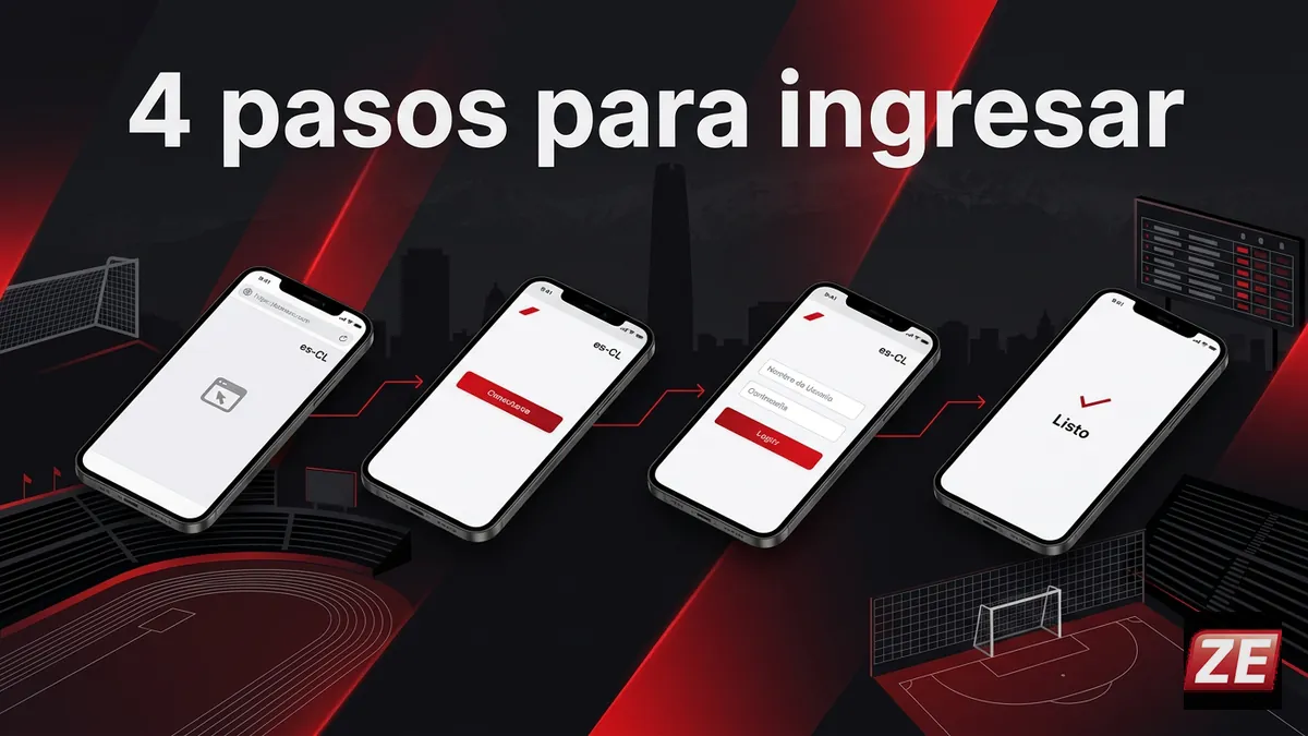 Secuencia de 4 pasos para iniciar sesión en Zebet desde la web o la app